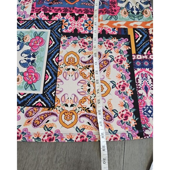 Susan Graver Multicolor Patchwork Liquid Knit Top 3/4 Split Sleeve 1XL Zipper - Picture 5 of 8